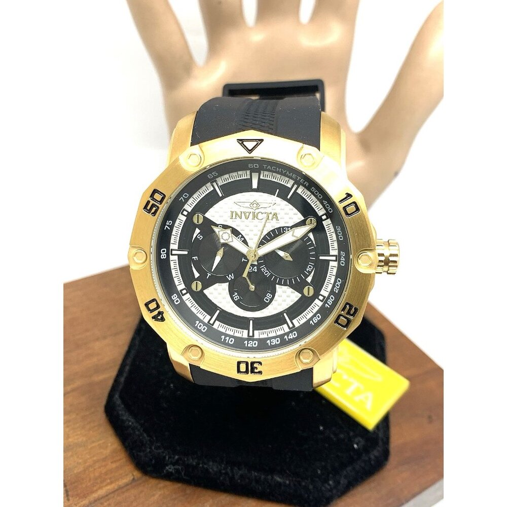 Invicta Men's Watch 45741 Pro Diver Quartz Gold Black Rubber Strap 50mm